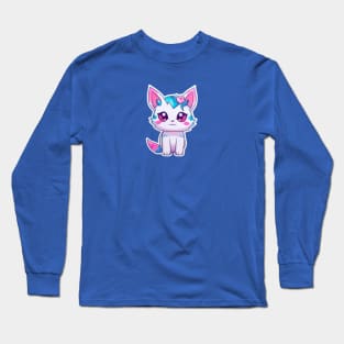 anime CUTE KITTEN with a rose Long Sleeve T-Shirt